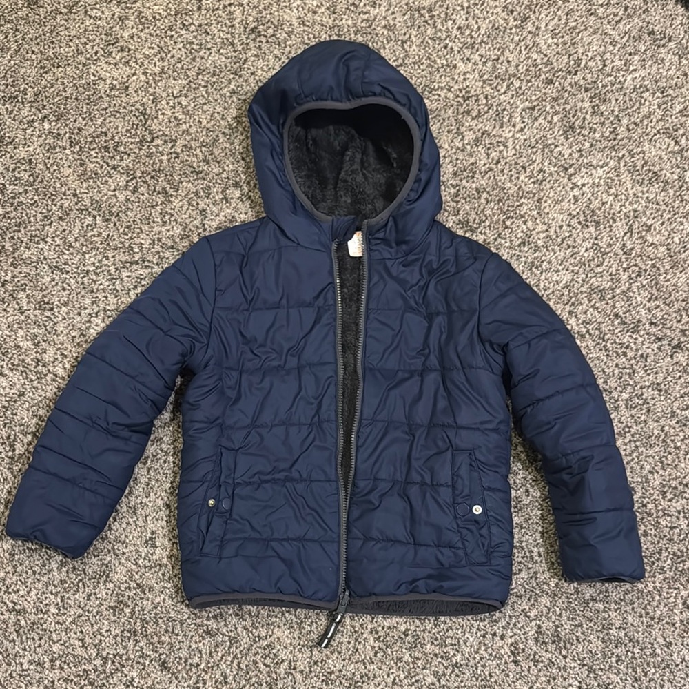 Kids Navy Blue Hooded Jacket